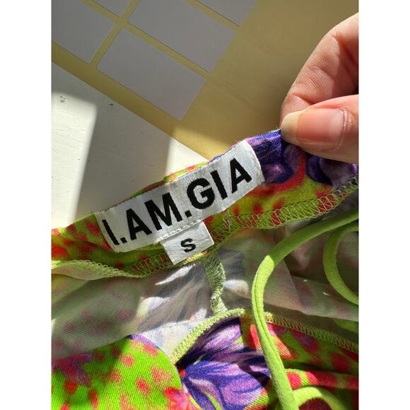 I AM GIA Green Floral Cutout Halter Keyhole Mini Dress Women’s S - Picture 8 of 12